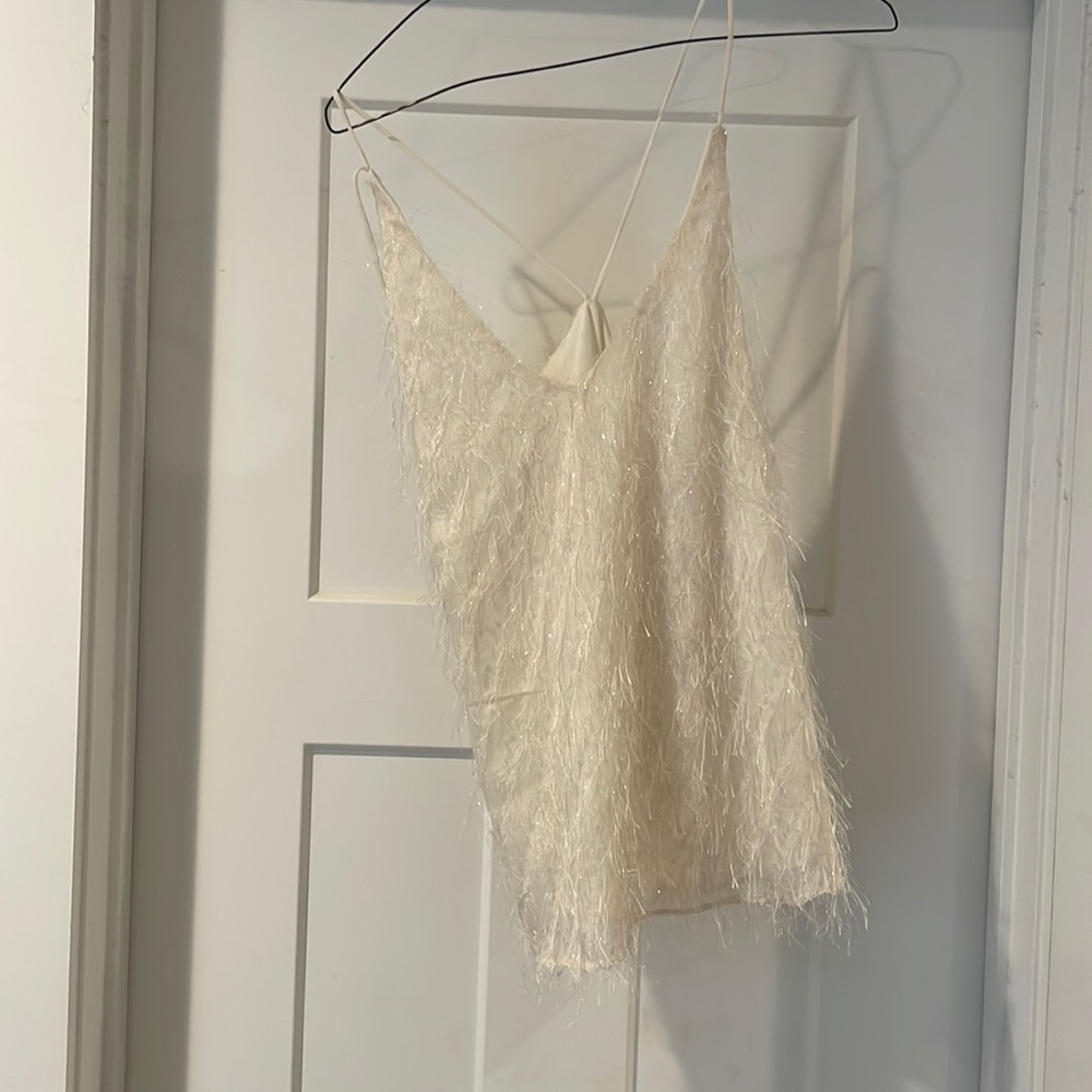 White feather sparkly top